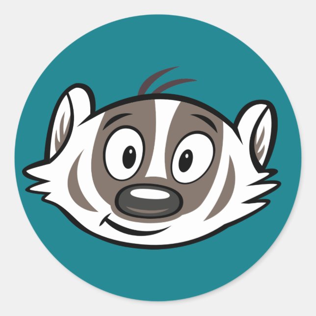 Sticker Rond Ricky Raccoon | Visage de Badger Boomer (Devant)