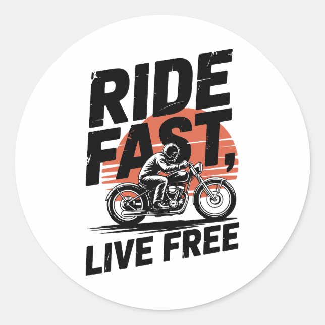 Sticker Rond Ride Fast Live Bicyclist T-shirt (Devant)