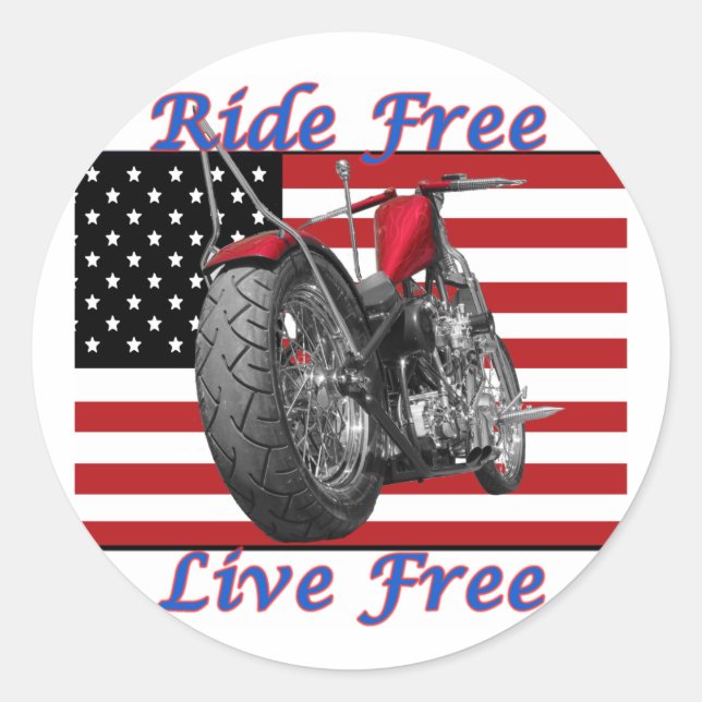 Sticker Rond Ride Free Live Gratuit (Devant)