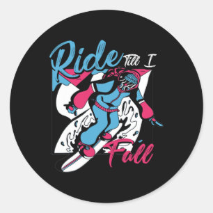 Sticker Rond Ride Jusqu'À L'Automne Extreme Sports D'Hiver Snow