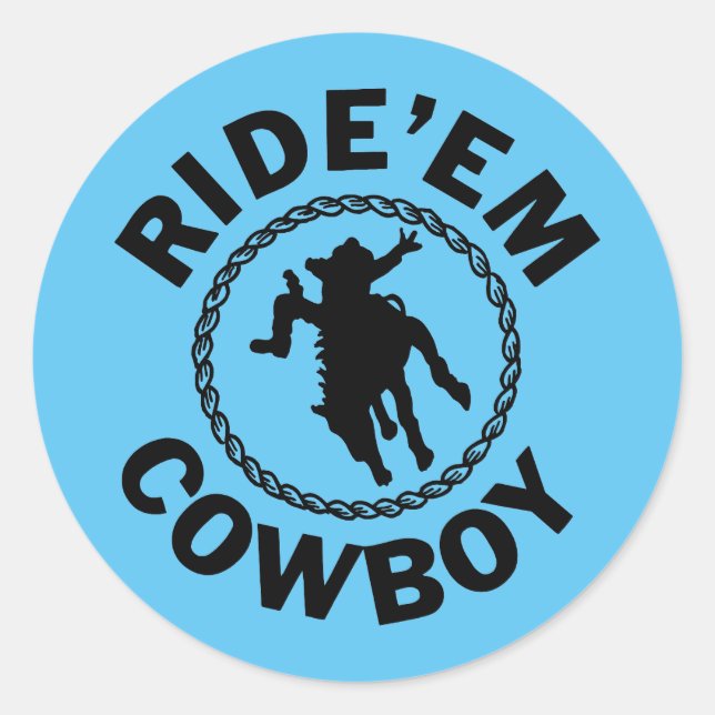 Sticker Rond Ride'em Cowboy - Western Rodeo (Devant)