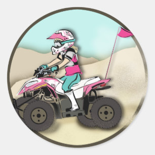 Sticker Rond Rider VTT fille rose et noire