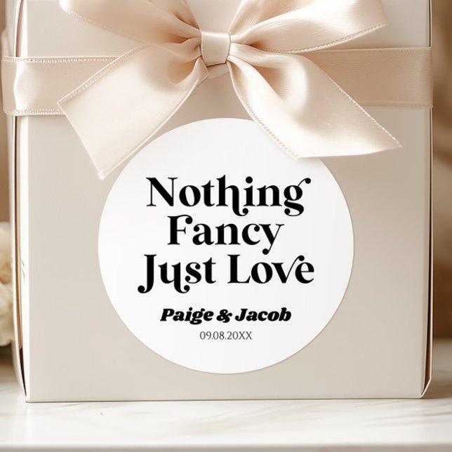 Sticker Rond Rien De Fancy Just Love Retro Mariage Décontracté (Créateur téléchargé)
