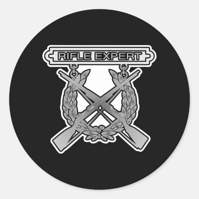 Sticker Rond Rife Expert USMC Black (Devant)