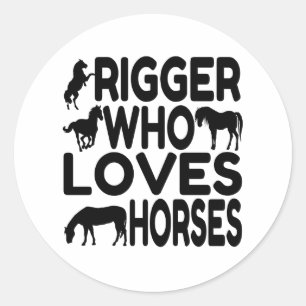 Sticker Rond Rigger qui aime les chevaux