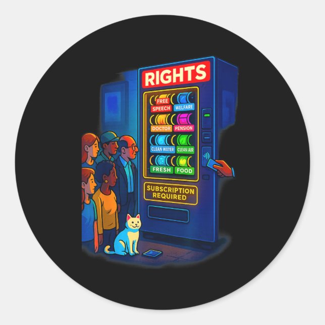 Sticker Rond Rights Behind A Paywall Funny Satire Gift  (Devant)