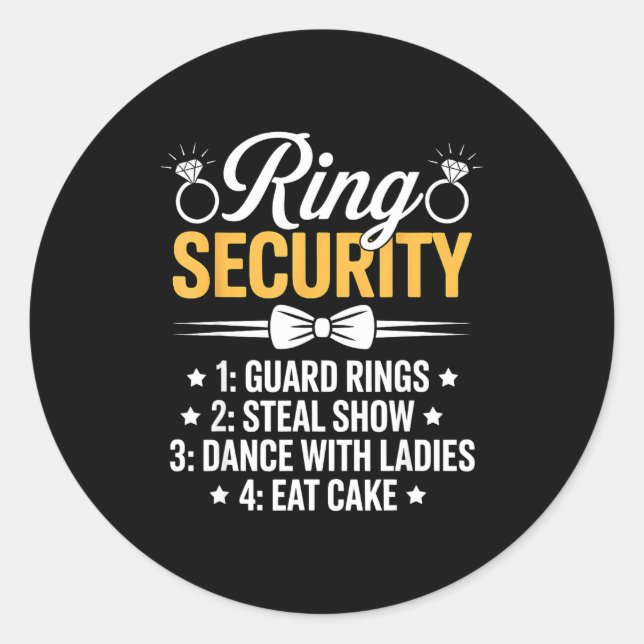 Sticker Rond Ring Security Wedding Party Funny Ring Bearer  (Devant)