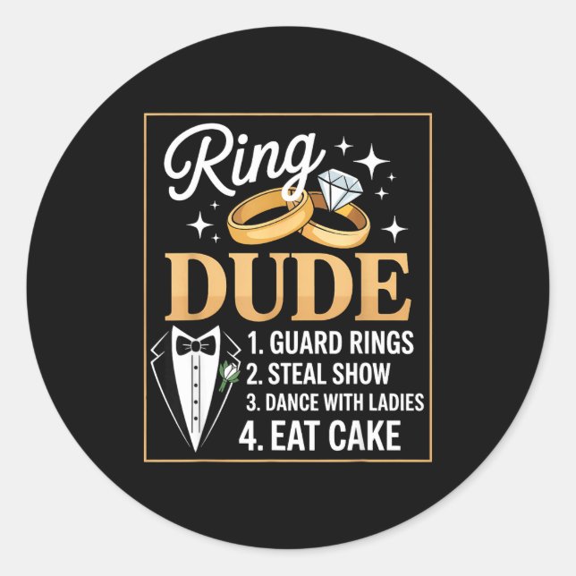 Sticker Rond Ring Security Wedding Party Funny Ring Bearer  (Devant)
