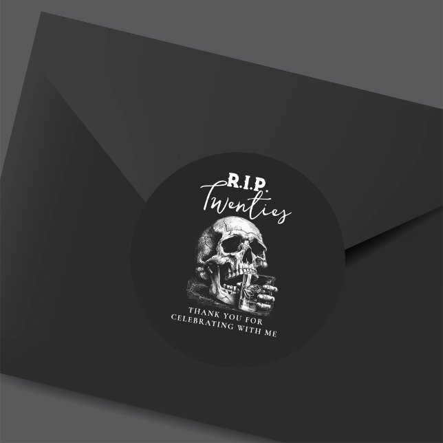 Sticker Rond RIP Années Crâne noir Anniversaire Merci (Créateur téléchargé)