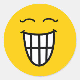 Sticker Rond Rire avec un sourire aux dents