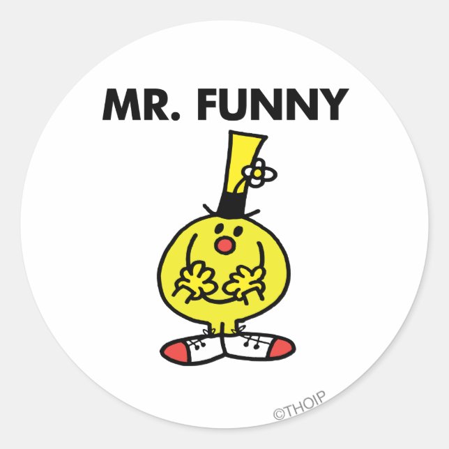 Sticker Rond Rire M. Funny Avec Fleur (Devant)