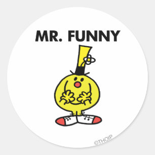 Sticker Rond Rire M. Funny Avec Fleur