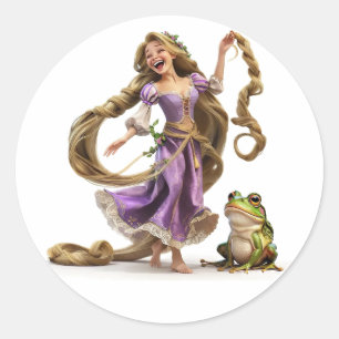 Sticker Rond Rire Rapunzel