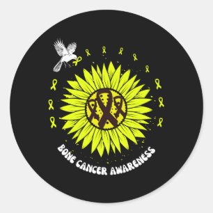 Sticker Rond Risque de cancer de l'os Ruban jaune Ribbon Bird