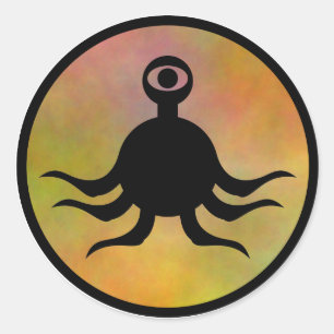 Sticker Rond Risque de monstre du tentacle