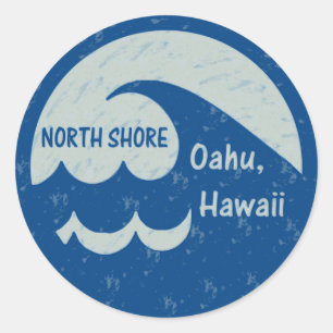 Sticker Rond Rivage du nord, Oahu, Hawaï