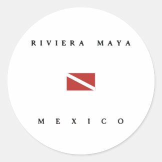 Sticker Rond Riviera Maya Mexique Drapeau de plongée