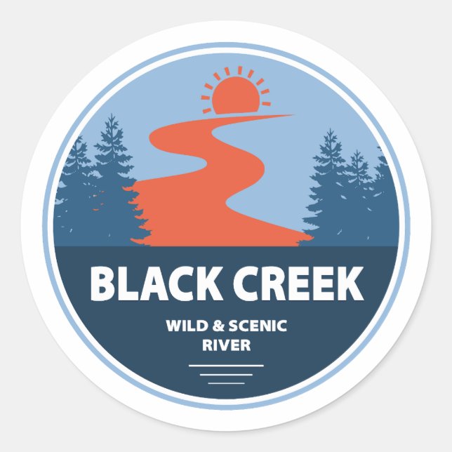 Sticker Rond Rivière Pittoresque et sauvage de Black Creek Miss (Devant)