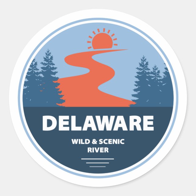 Sticker Rond Rivière Pittoresque Et Sauvage Du Delaware (Devant)