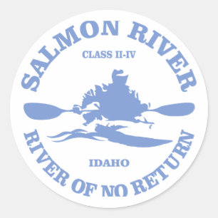 Sticker Rond Rivière saumon (kayak)