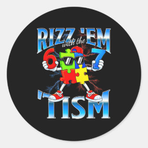 Sticker Rond Rizz em avec le tism pour garçons hommes enfants a