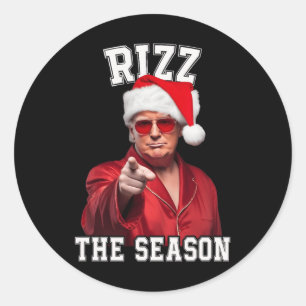 Sticker Rond Rizz La Saison Drôle Trump Noël Père Noël Pajama