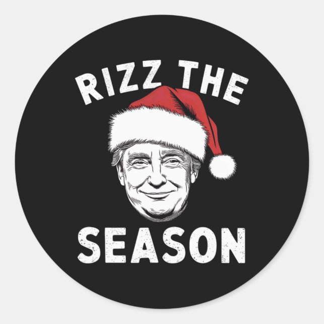 Sticker Rond Rizz La Saison Drôle Trump Père Noël Noël (Devant)