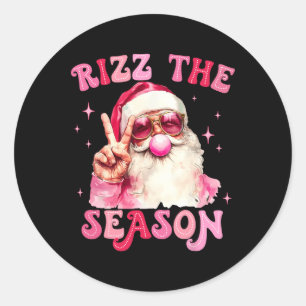 Sticker Rond Rizz Saison Père Noël Pink Bubble Gum Rizzmas Chri