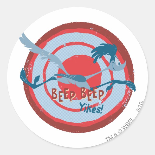 Sticker Rond ROAD RUNNER™ BEEP BEEP!™ Yikes! (Devant)