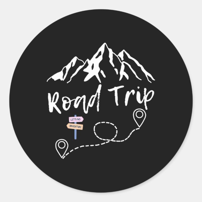 Sticker Rond Road Trip 2025 Family Vacation Matching Group Squa (Devant)