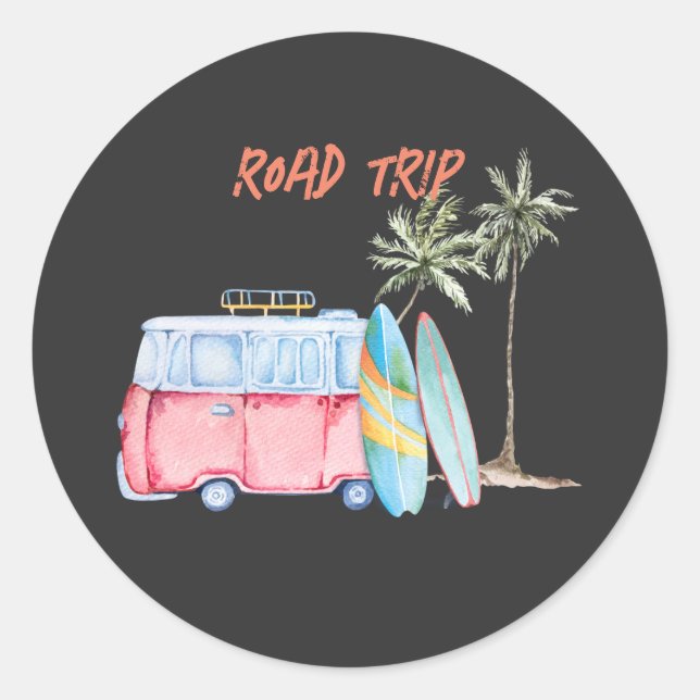 STICKER ROND ROAD TRIP EN VAN (Devant)