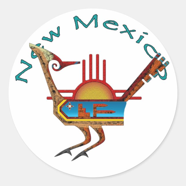 Sticker Rond Roadrunner - Nouveau-Mexique (Devant)