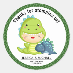 Sticker Rond Roar C'est un Baby shower de dinosaures