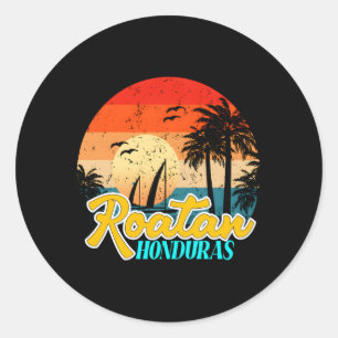 Sticker Rond Roatan Honduras Caraïbes Îles des Caraïbes Plage d