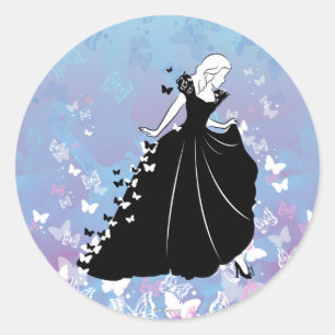 Sticker Rond Robe à papillon Cendrillon Silhouette 2
