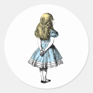 Sticker Rond Robe bleue vintage Alice Wonderland