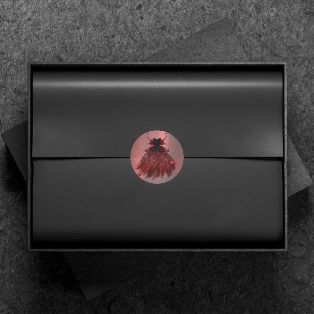 Sticker Rond Robe cramoisie de fée gothique | Profond éclat rou (Créateur téléchargé)