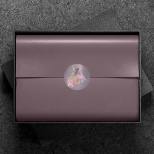 Sticker Rond Robe de bal de fée bohème   Dégradé apaisé de soie