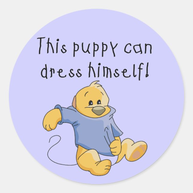 Sticker Rond Robe de Chiot Habille Tshirts et cadeaux (Devant)
