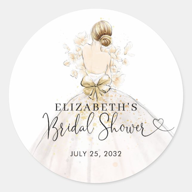 Sticker Rond Robe de mariée Blonde Fête des mariées de bienvenu (Devant)