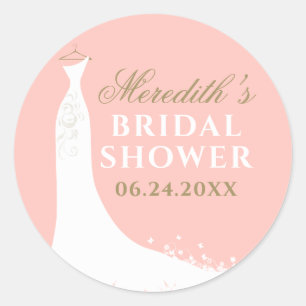 Sticker Rond Robe de mariée élégante rose poudré et or