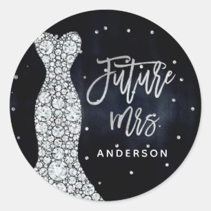 Sticker Rond Robe de mariée moderne en diamant bleu Shower de m