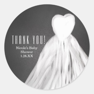 Sticker Rond Robe de mariée Tableau Faveur de Baby Shower