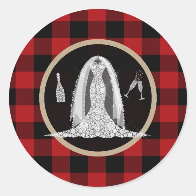 Sticker Rond Robe de Nuptiale Diamant Vacances Buffalo Rouge Pl (Devant)