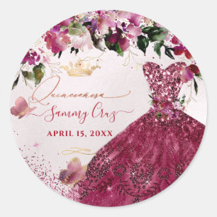 Sticker Rond Robe de Parties scintillant rouge cerise de Quince