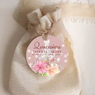 Sticker Rond Robe de princesse diamant scintillante pour quince