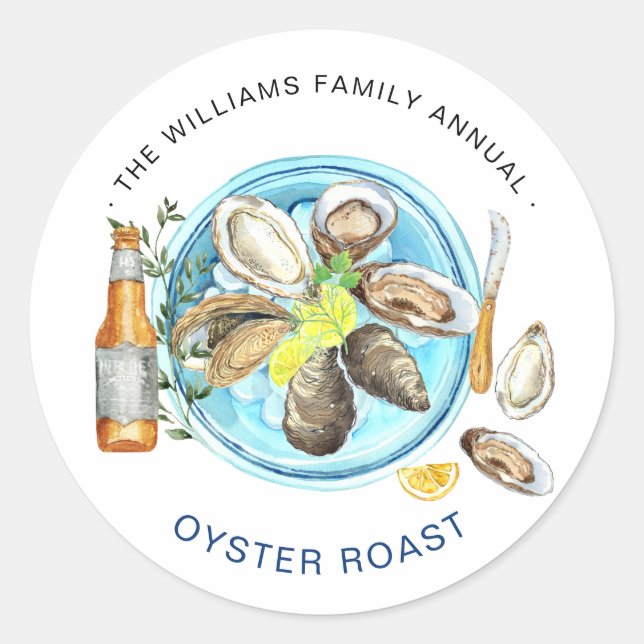 Sticker Rond Robe d'huître d'été | Cuisine de fruits de mer (Devant)