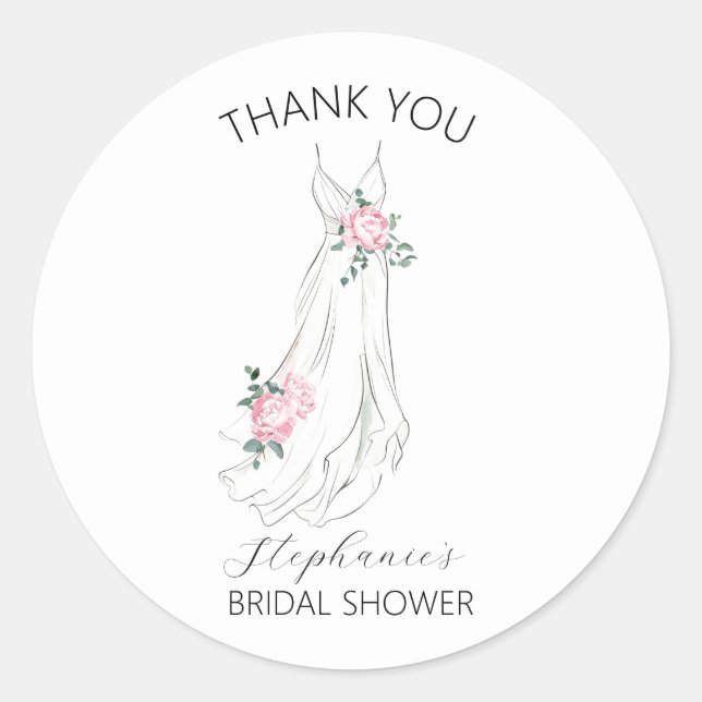 Sticker Rond Robe florale d'eucalyptus aquarelle pour la douche (Devant)