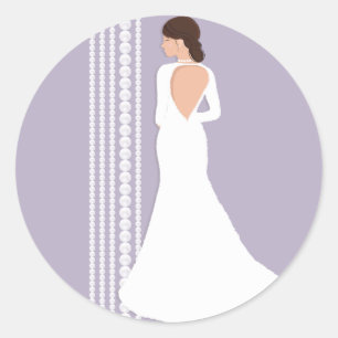 Sticker Rond Robe Mariage blanche moderne et Fête des mariées p
