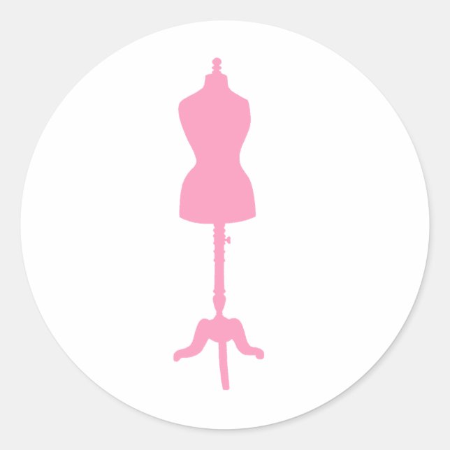 Sticker Rond Robe Silhouette II - Rose (Devant)